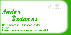 andor madaras business card